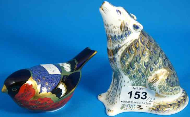 Appraisal: Royal Crown Derby paperweights Wolf and a Bullfinch both seconds