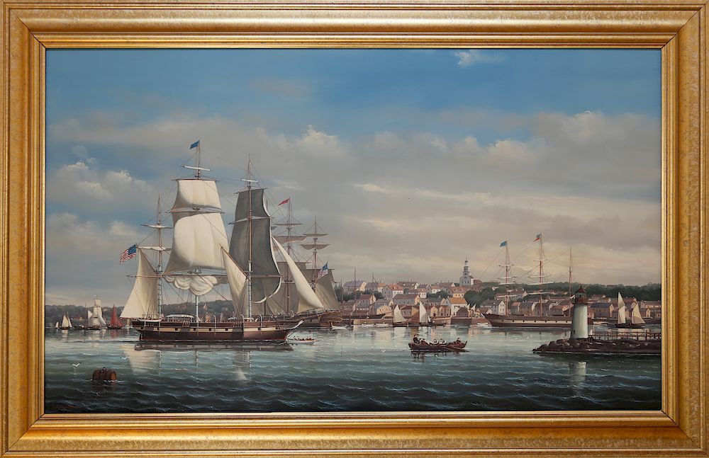 Appraisal: Salvatore Colacicco Oil on Board Nantucket Harbor as Depicted in