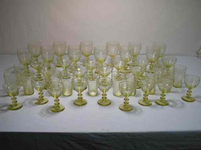 Appraisal: Bryce Glass Company piece glassware set Yellow with floral etched