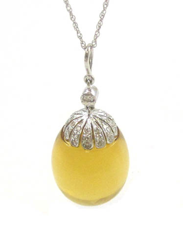 Appraisal: CITRINE DIAMOND AND WHITE GOLD PENDANT NECKLACE Suspended on a