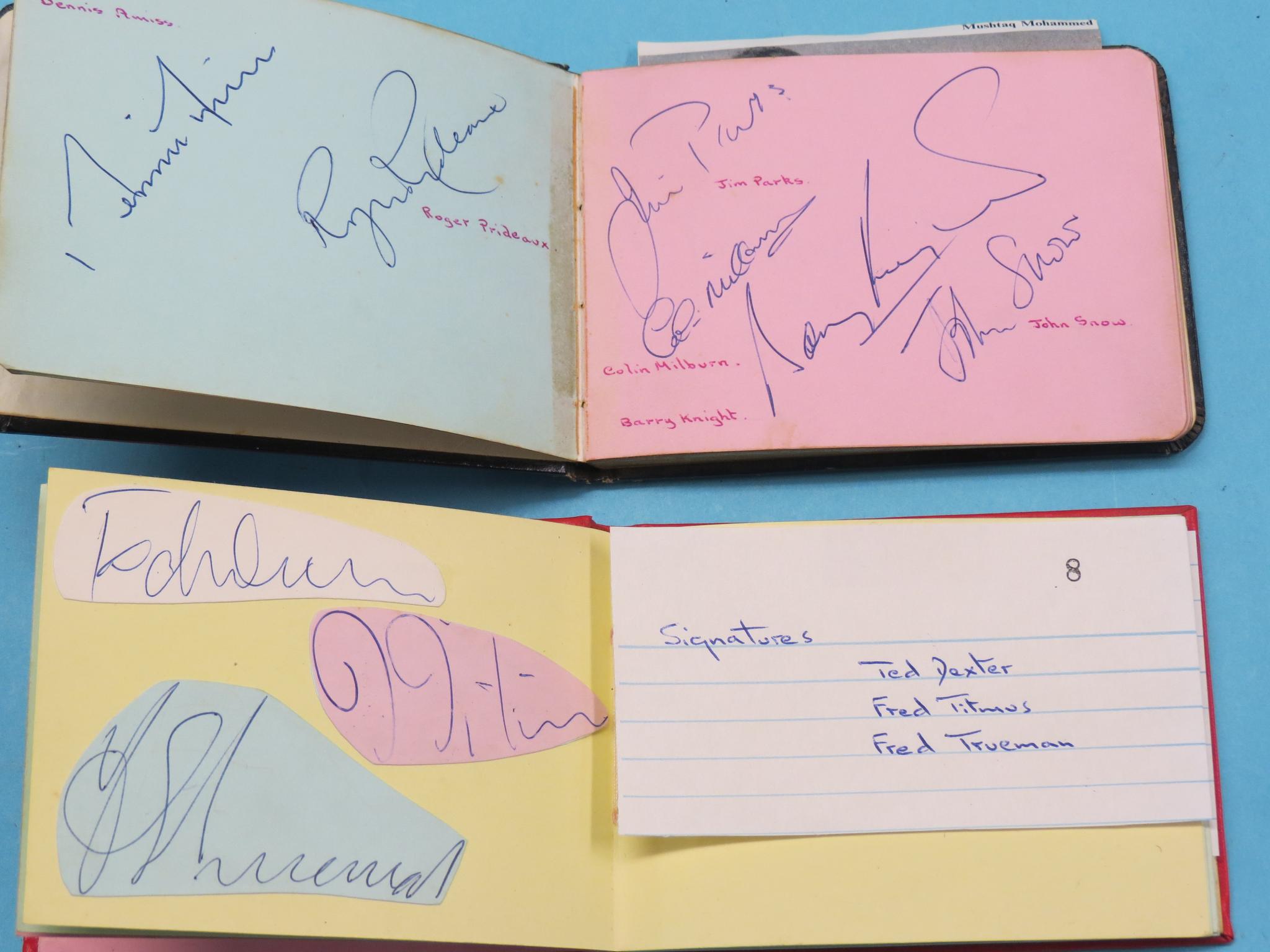 Appraisal: Autographs of professional cricketers including Jim Parks Ted Dexter Fred