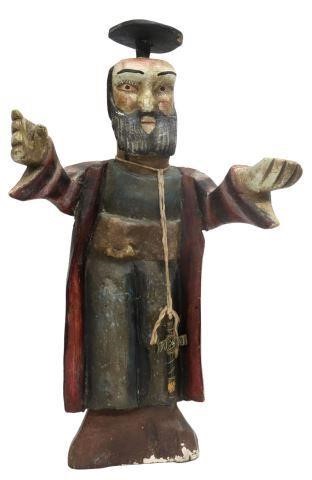 Appraisal: Spanish Colonial style religious Santo altar figure polychrome painted carved