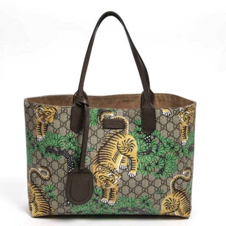 Appraisal: Gucci Bengal tote bag in Tiger Imprint Supreme coated canvas