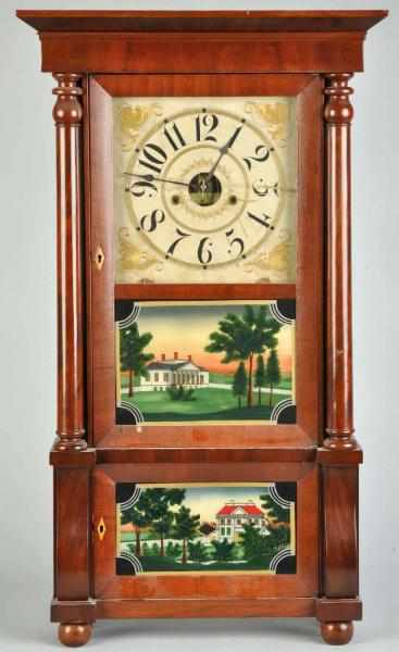 Appraisal: Time Strike Shelf Clock Description With two replaced reverse painted