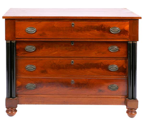 Appraisal: An Italian Biedermeier style partial ebonized chest of drawers height