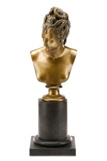 Appraisal: Bronze Figural Bust Young Woman in Tiara th C Likely