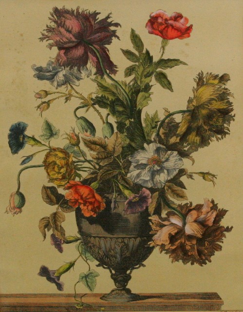 Appraisal: Floral etching and watercolour