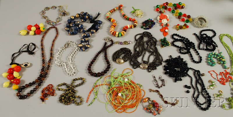 Appraisal: Collection of Beaded Jewelry including Murano glass hardstone wood and