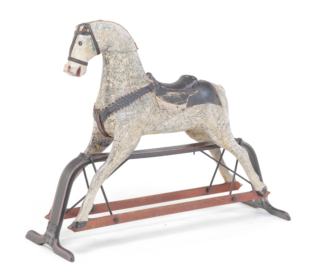 Appraisal: Late th-early th century Wooden horse with orginal grey dapple