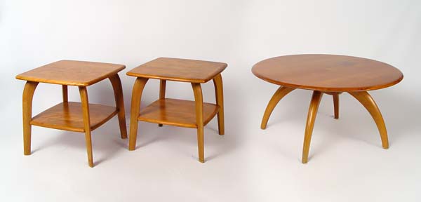 Appraisal: HEYWOOD WAKEFIELD END TABLES AND LAZY SUSAN COFFEE TABLE End