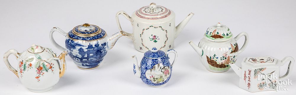 Appraisal: Six Chinese export porcelain teapots th c Six Chinese export