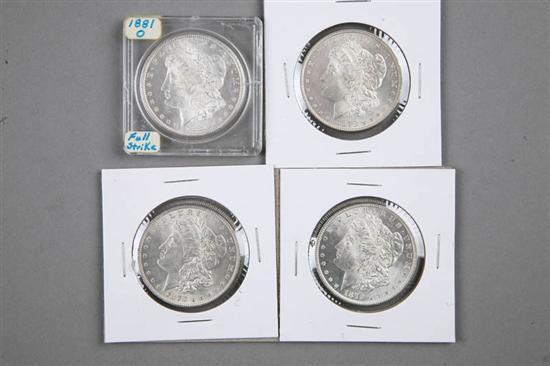 Appraisal: FOUR MORGAN SILVER DOLLARS Years include -O two and