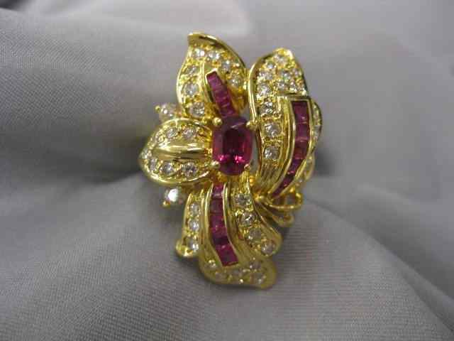 Appraisal: Ruby Diamond Ring rich rubies anddiamonds throughout carat of rubies