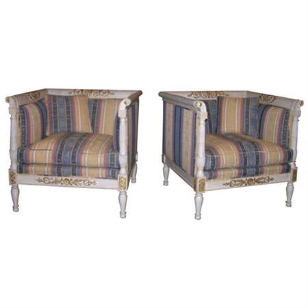 Appraisal: Pair of Napoleon III Style Parcel Gilt and Cream Painted