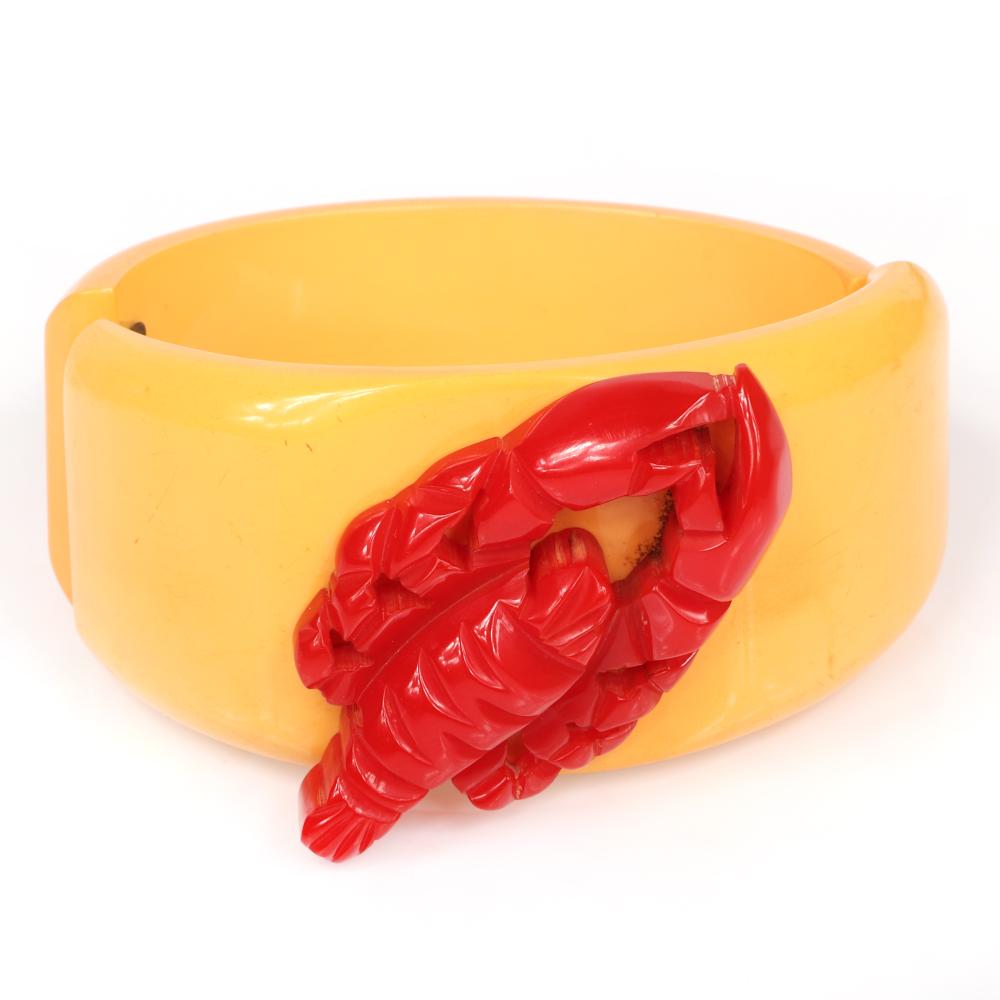 Appraisal: RARE VINTAGE CREAMED CORN BAKELITE WIDE CLAMPER CUFF BRACELET WITH