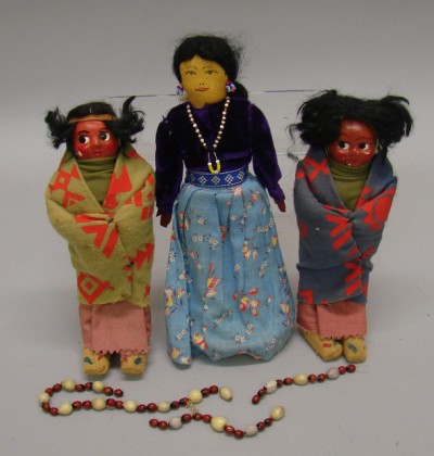 Appraisal: Lot of Native American dolls Pair of Skookum type dolls