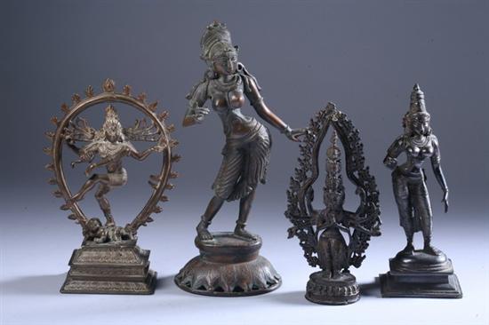 Appraisal: TWO INDIAN BRONZE FIGURES OF GODDESS Both standing in tribhanga