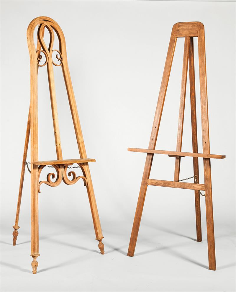 Appraisal: Two Provincial Wooden Easels One oak and one bentwood Oak