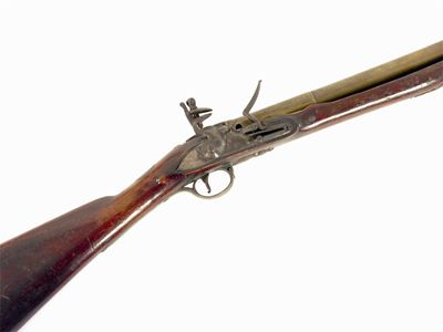 Appraisal: A flintlock blunderbuss the brass barrel signed 'Barbar London '