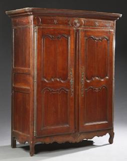 Appraisal: French Provincial Carved Cherry Armoire early t French Provincial Carved