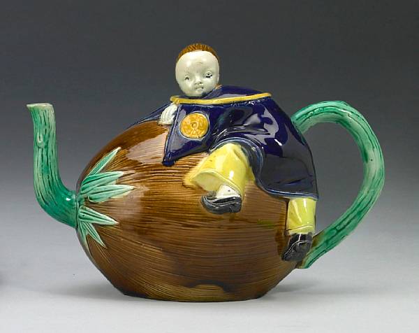 Appraisal: An English majolica teapot probably by Joseph Holdcroft circa In