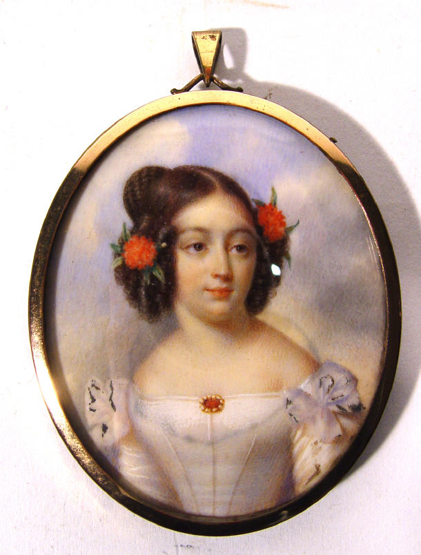 Appraisal: Early th Century oval portrait miniature onto ivory of a