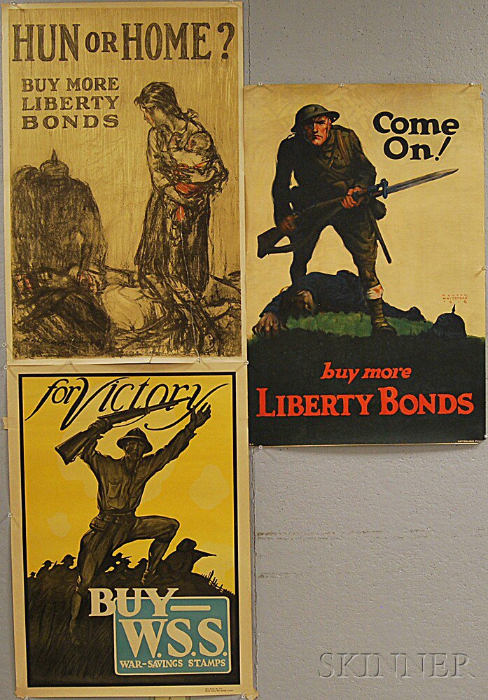 Appraisal: Three WWI Lithograph Posters a Walter Whitehead Come On Liberty