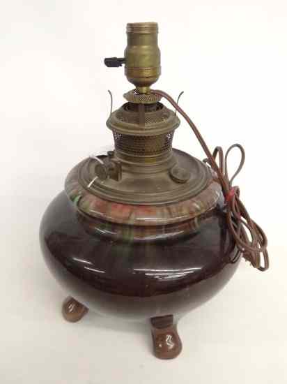 Appraisal: Art pottery base lamp with marked Bradley Hubbard font ''