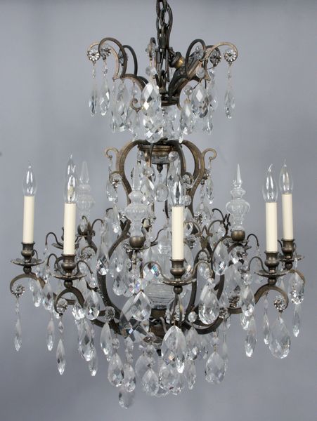 Appraisal: th Century crystal chandelier h x diam In good condition