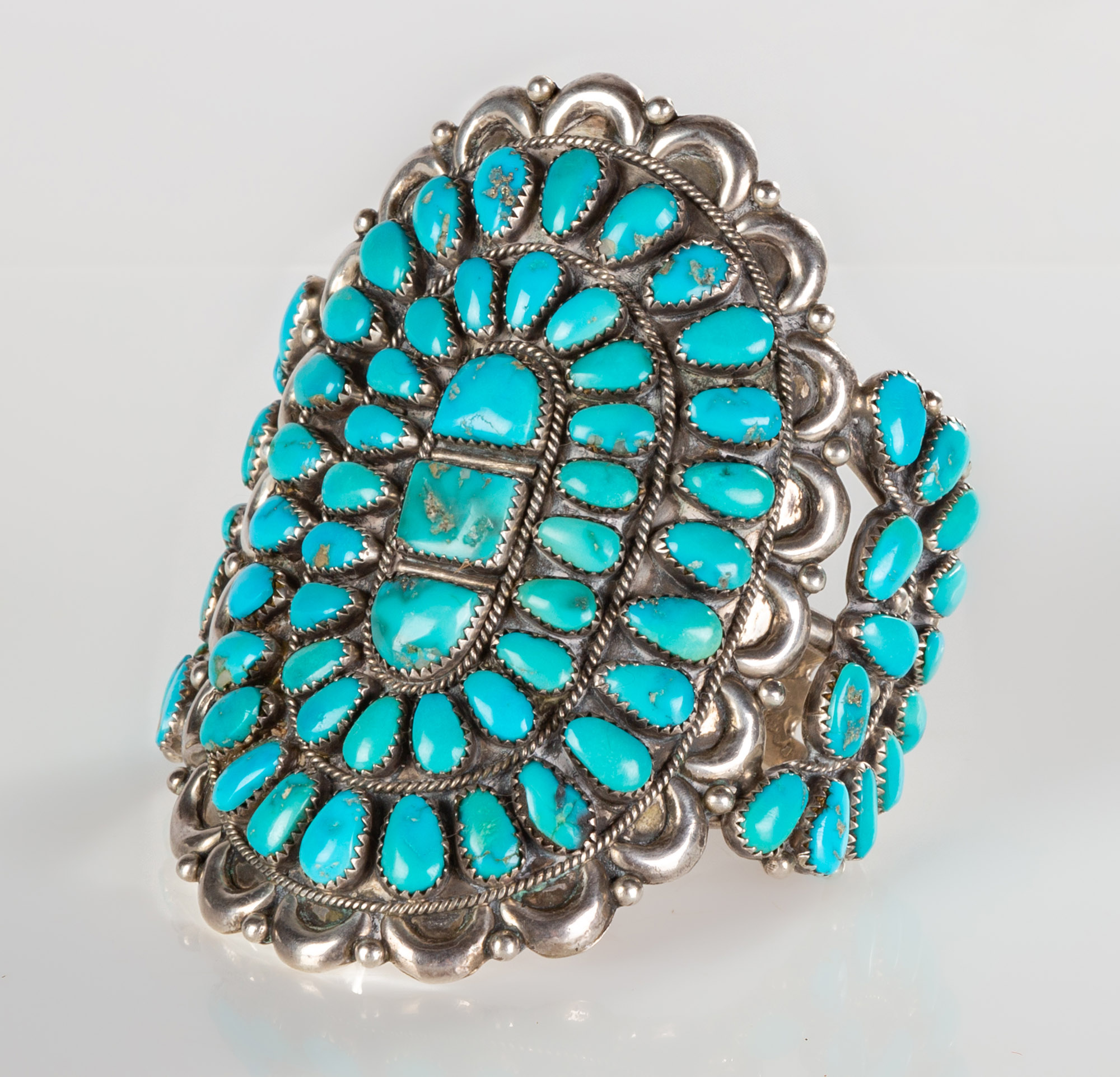 Appraisal: ZUNI STERLING SILVER TURQUOISE CUFF BRACELET sterling silver and natural