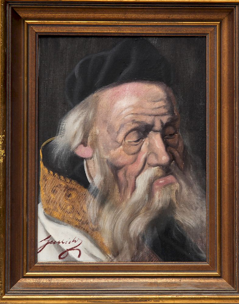 Appraisal: Guszich Judaica Portrait of a Rabbi Oil Guszich portrait of