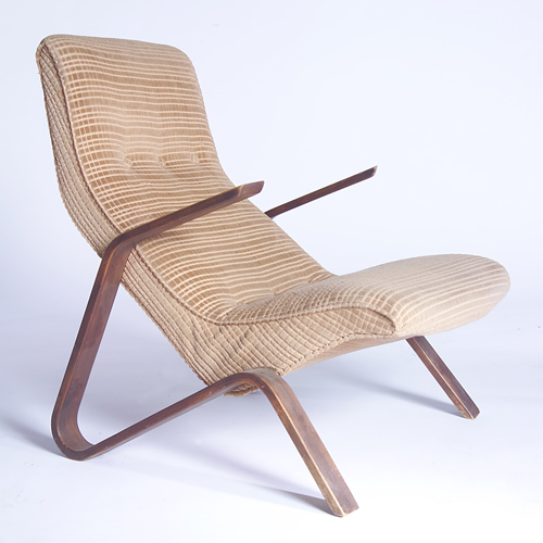 Appraisal: EERO SAARINEN KNOLL Grasshopper chair with gold fabric upholstery on