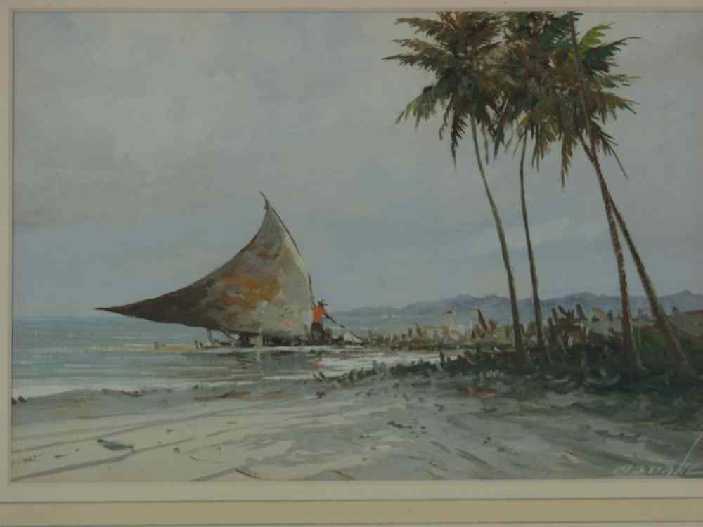 Appraisal: PAIR OF W C GOUACHE - Island scenes signed 'Manzke'