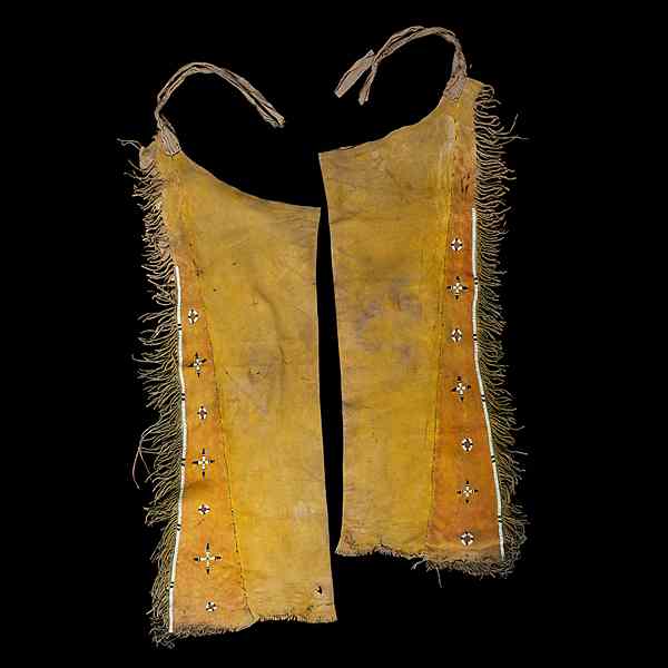 Appraisal: Southern Cheyenne Beaded Hide Leggings thread and sinew-sewn with small