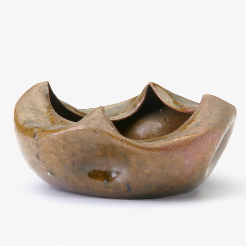 Appraisal: GEORGE OHR Squat cabinet vessel folded and pinched covered in