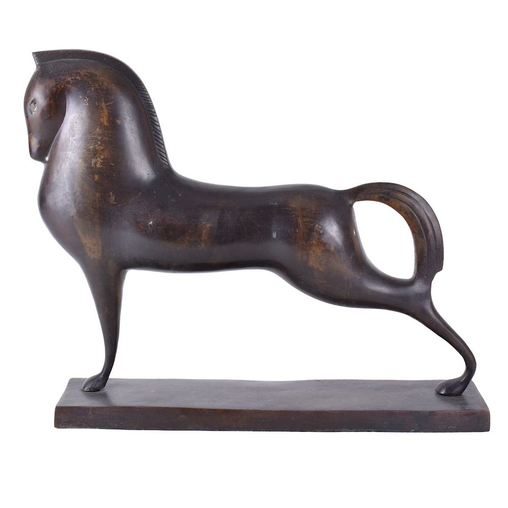 Appraisal: Art Deco Style Bronze Horse Sculpture Art Deco Style Bronze