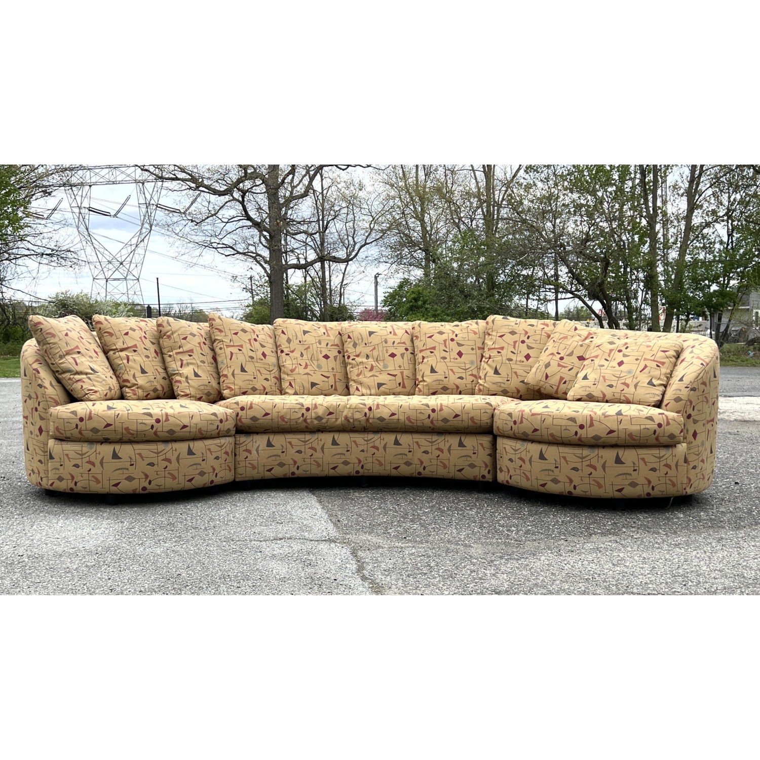 Appraisal: pc Curved Sectional Sofa Couch PREVIEW Furniture label Curved love