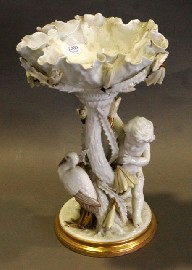 Appraisal: A Moore Bros porcelain centrepiece the stem modelled as a