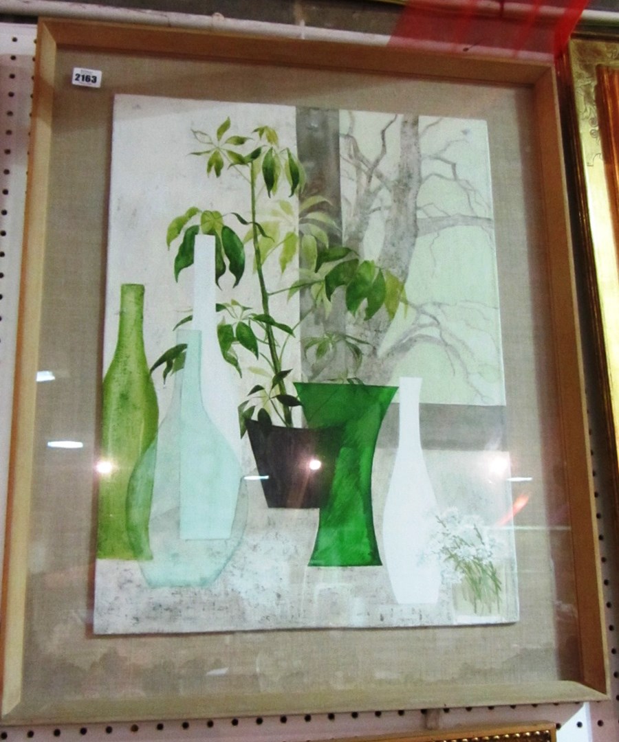 Appraisal: Angela Verron Green and White oil on canvas board