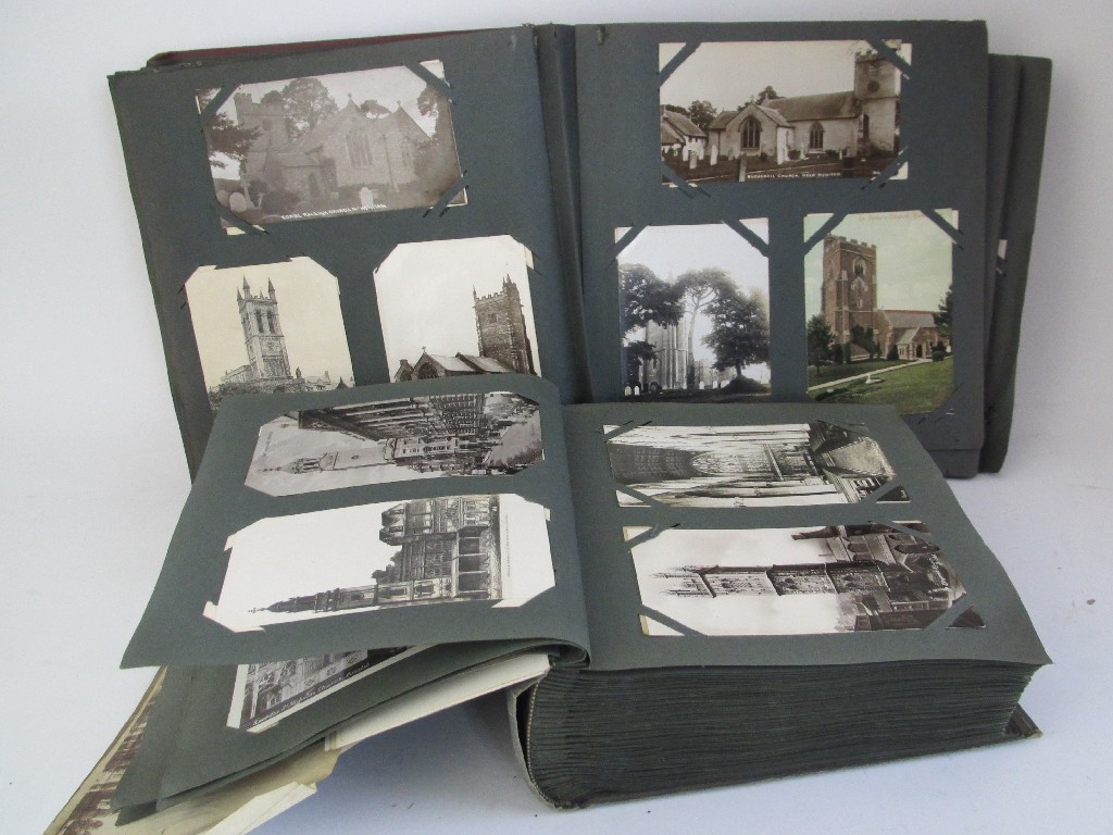 Appraisal: Two Edwardian postcard albums comprising mostly church interiors