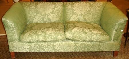 Appraisal: Green Damask Upholstered Sofa x x in