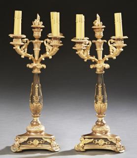 Appraisal: Pair of French Empire Style Gilt and Patinated Bro Pair