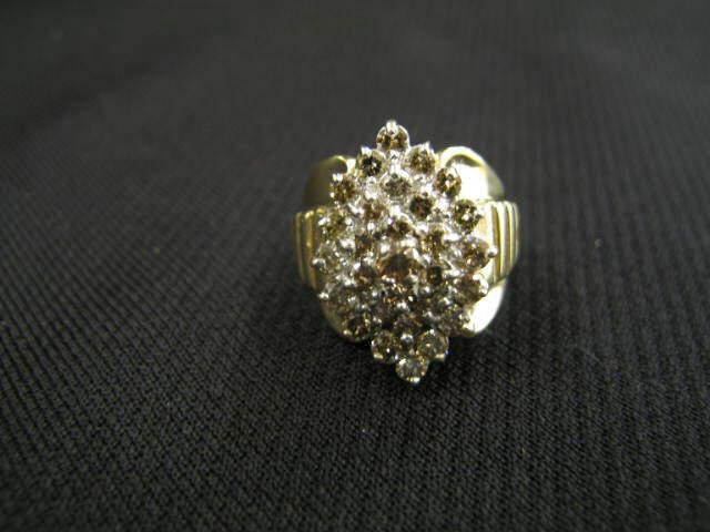 Appraisal: Diamond Cluster Ring fancy champagne color round diamonds totaling carats