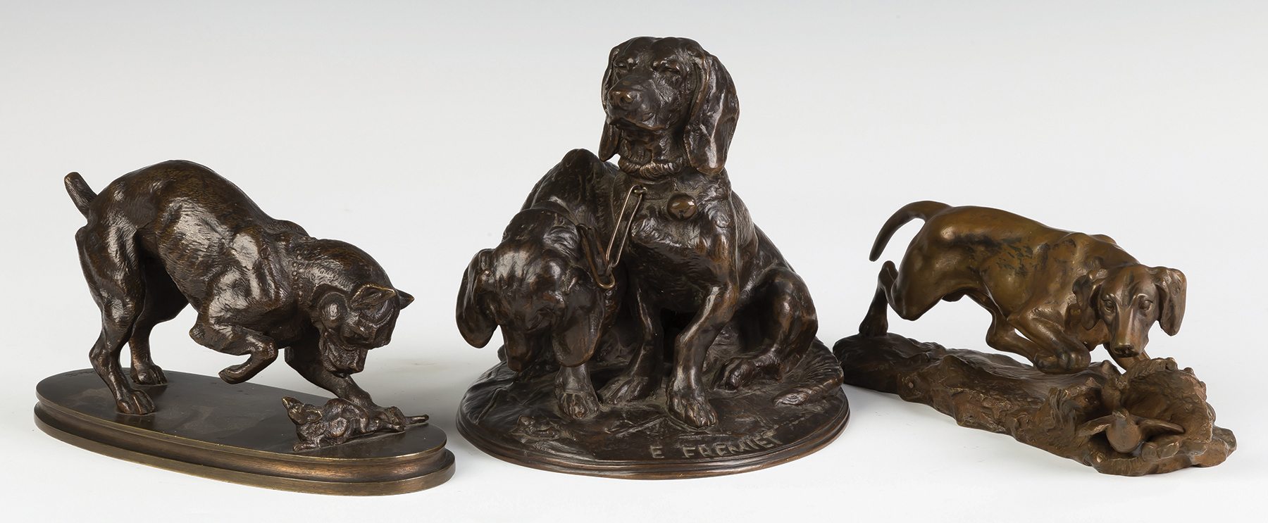 Appraisal: Emmanuel Fremiet French - Bassets Signed E Fremiet Bronze