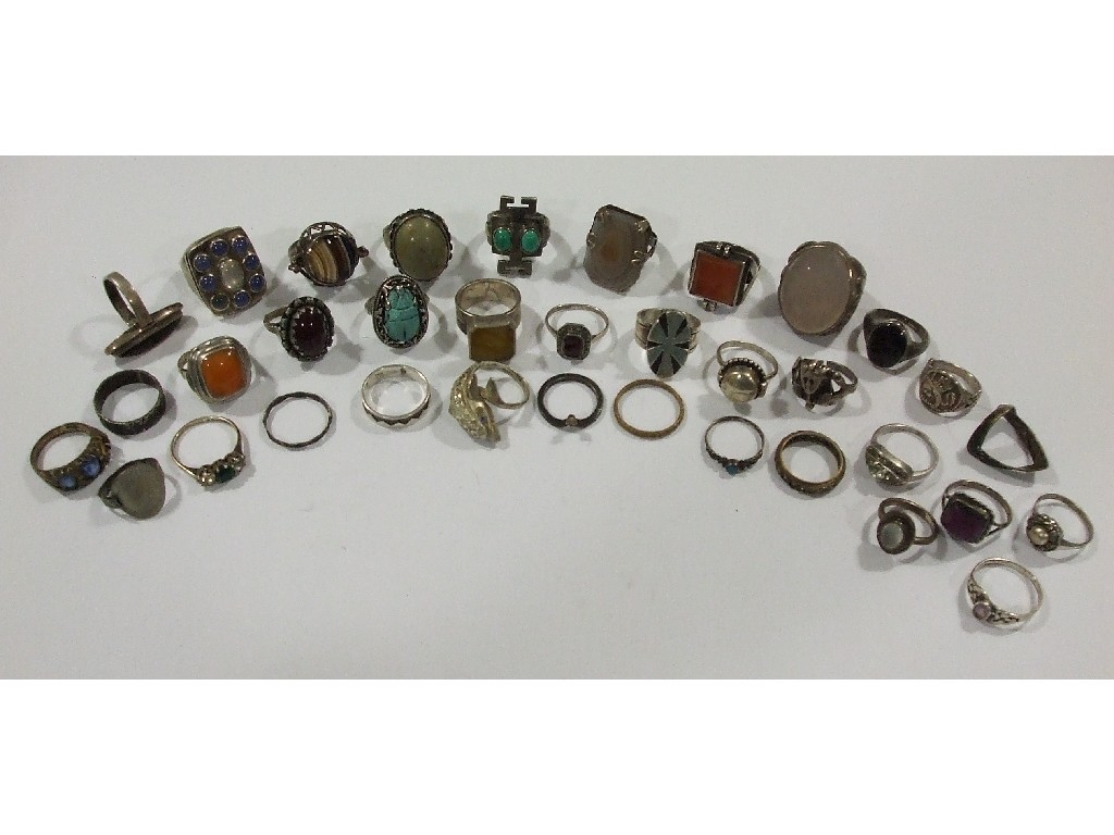 Appraisal: Thirty five silver dress rings