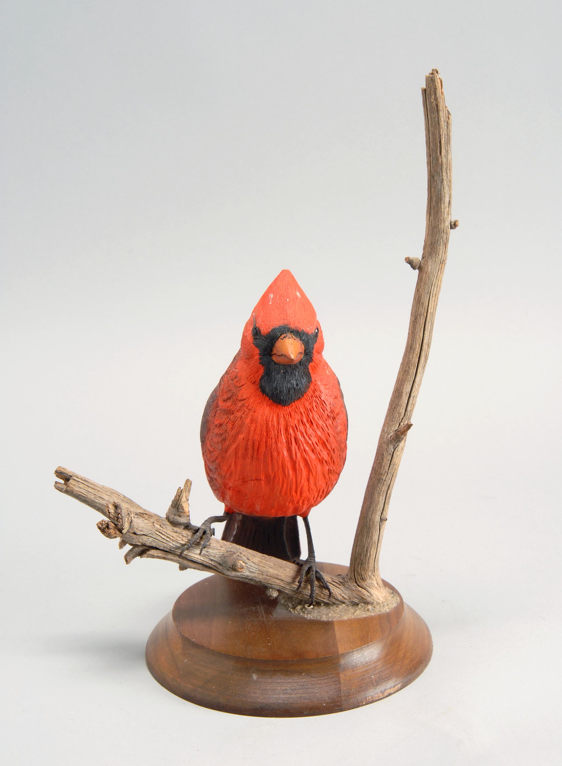 Appraisal: LIFE-SIZE CARVED MALE CARDINAL by J J Fraser Signed on