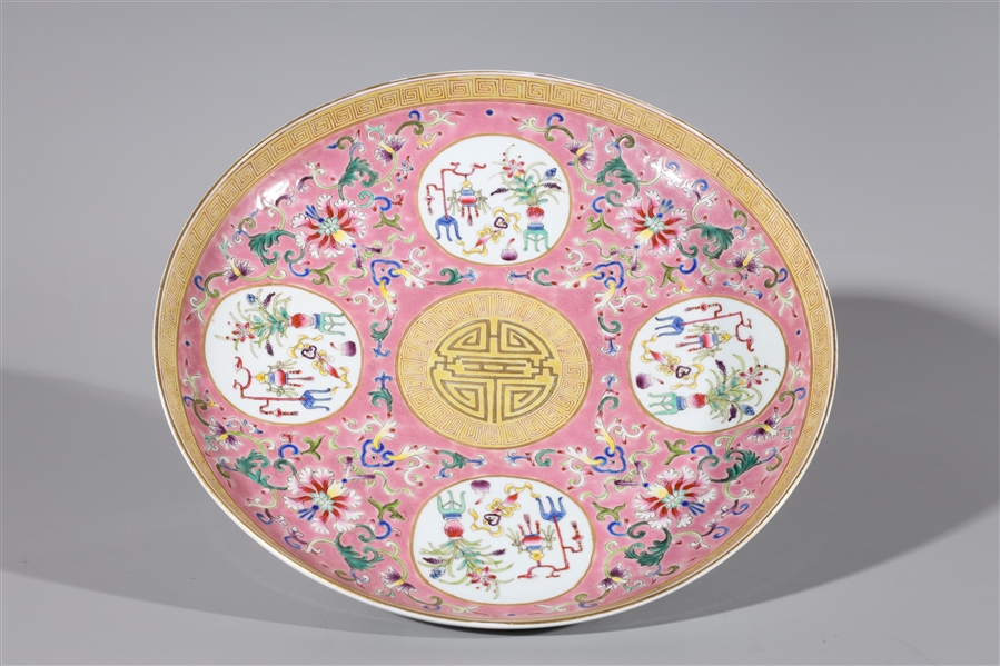 Appraisal: Chinese enameled porcelain famille rose and famille verte charger with