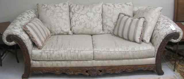 Appraisal: TRADITIONAL STYLE SCROLL-ARM SOFA Karpen Furniture Co recent production having