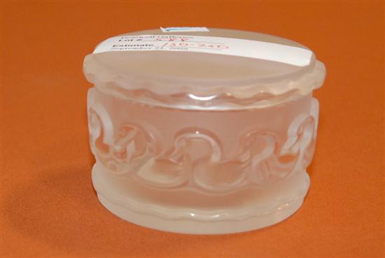 Appraisal: LALIQUE MOLDED FROSTED AND COLORLESS GLASS COVERED BOX Of circular