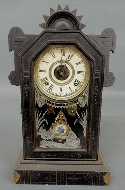 Appraisal: Ebonized wood mantel clock with Wm L Gilbert Co Winsted